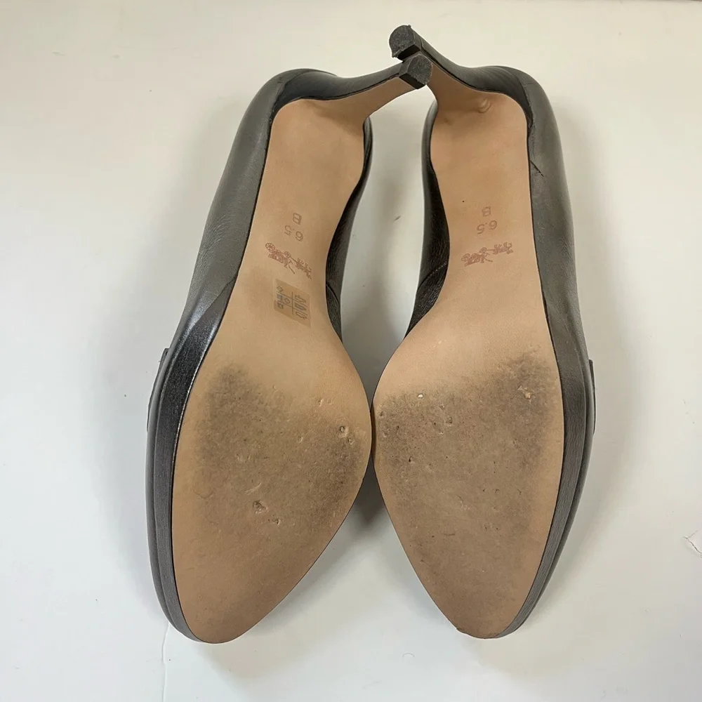 Coach Metallic Silver Leather Platform Loafers Size 6.5 B - Picture 7 of 12